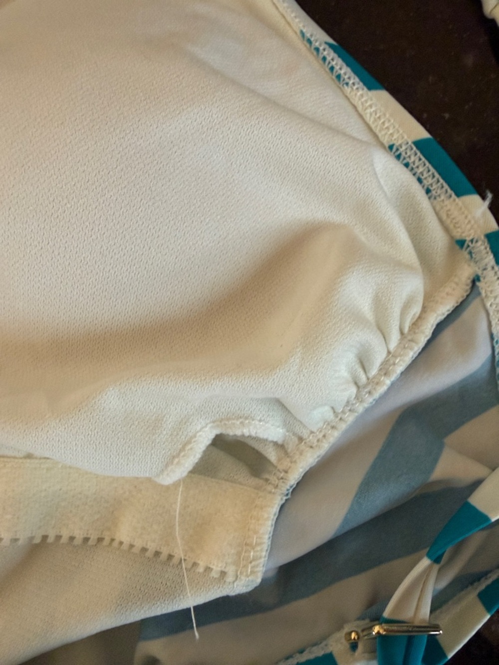 NWT Catalina Turquoise/White Striped Tankini Top w Adjustable Straps Size Large - Picture 9 of 12